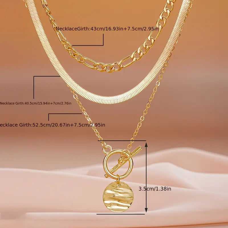 Savira Textured Coin Layered Necklace