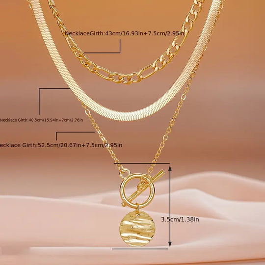 Savira Textured Coin Layered Necklace