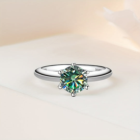 Authentic Moissanite Round Ring