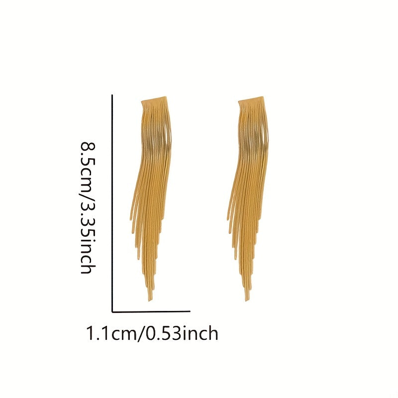 Golden Tassel Design Dangle Earrings