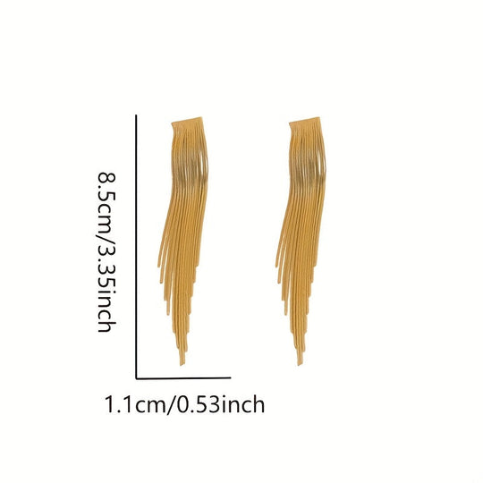 Golden Tassel Design Dangle Earrings
