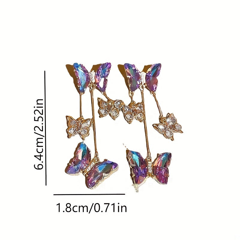 Iridescent Butterfly Tassel Earrings