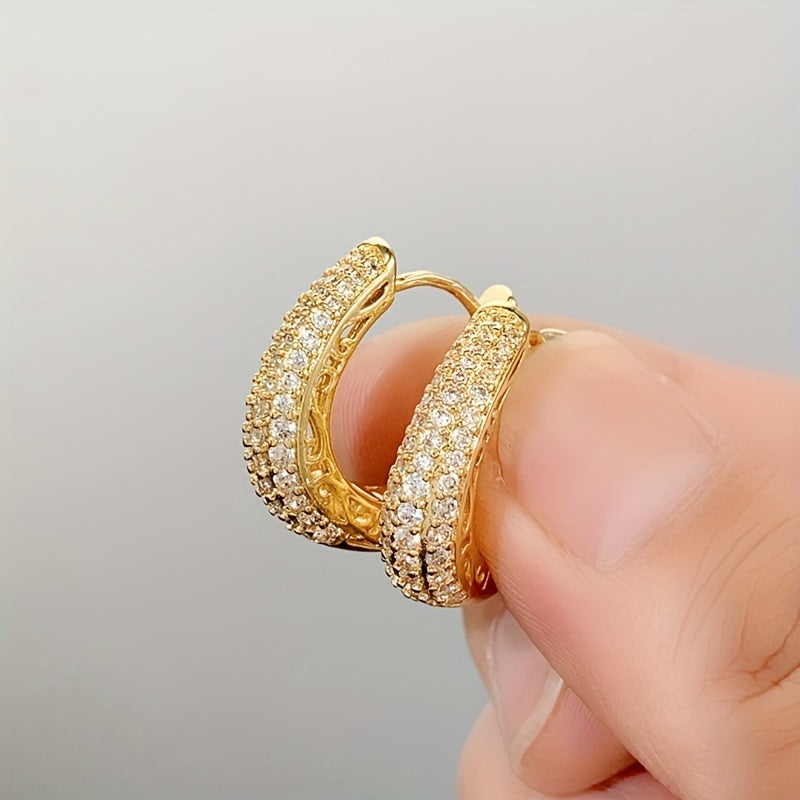 Trendy Micro Pave Zirconia Hoop Earrings