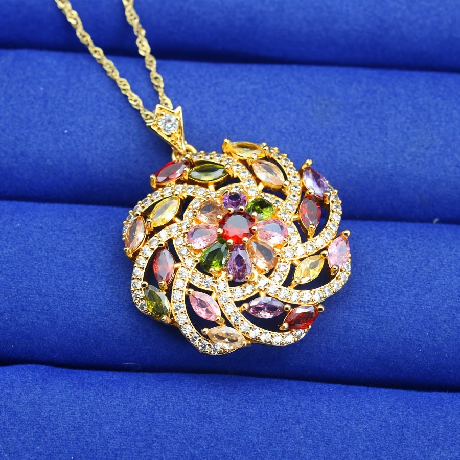 Elegant Multicolor Cubic Zirconia Pendant Necklace