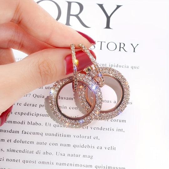 Hollow Circle Pendant Hoop Earrings