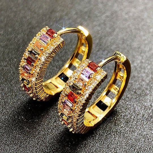 Trendy Topaz & Zirconia Hoop Earrings