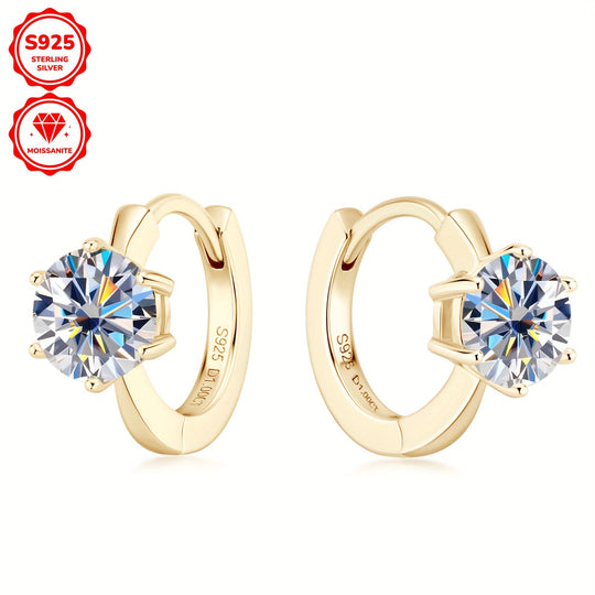 Round Moissanite Silver Earrings