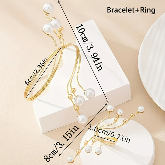 Elegant Golden-Tone Faux Pearl Bracelet