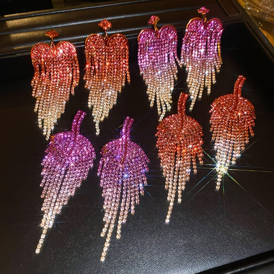 Glittering Rhinestone Tassel Earrings
