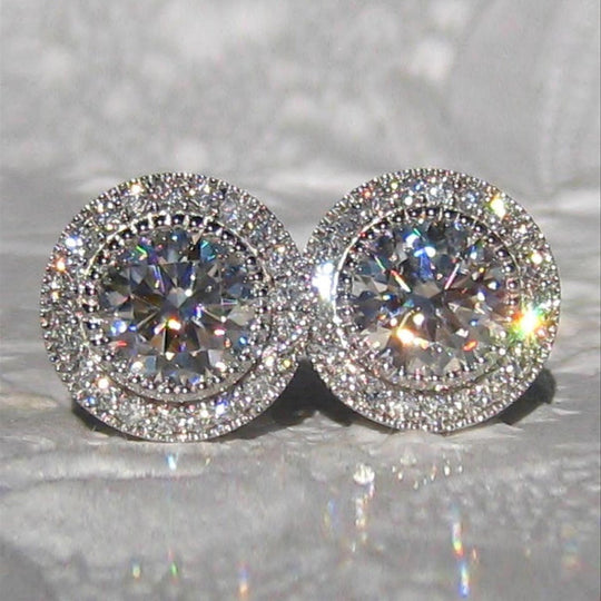 Sparkling Paved Cubic Zirconia Stud Earrings