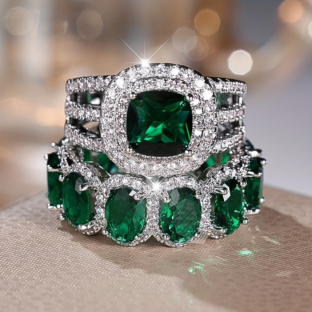 2-Piece Fashionable Synthetic Zirconia Ring
