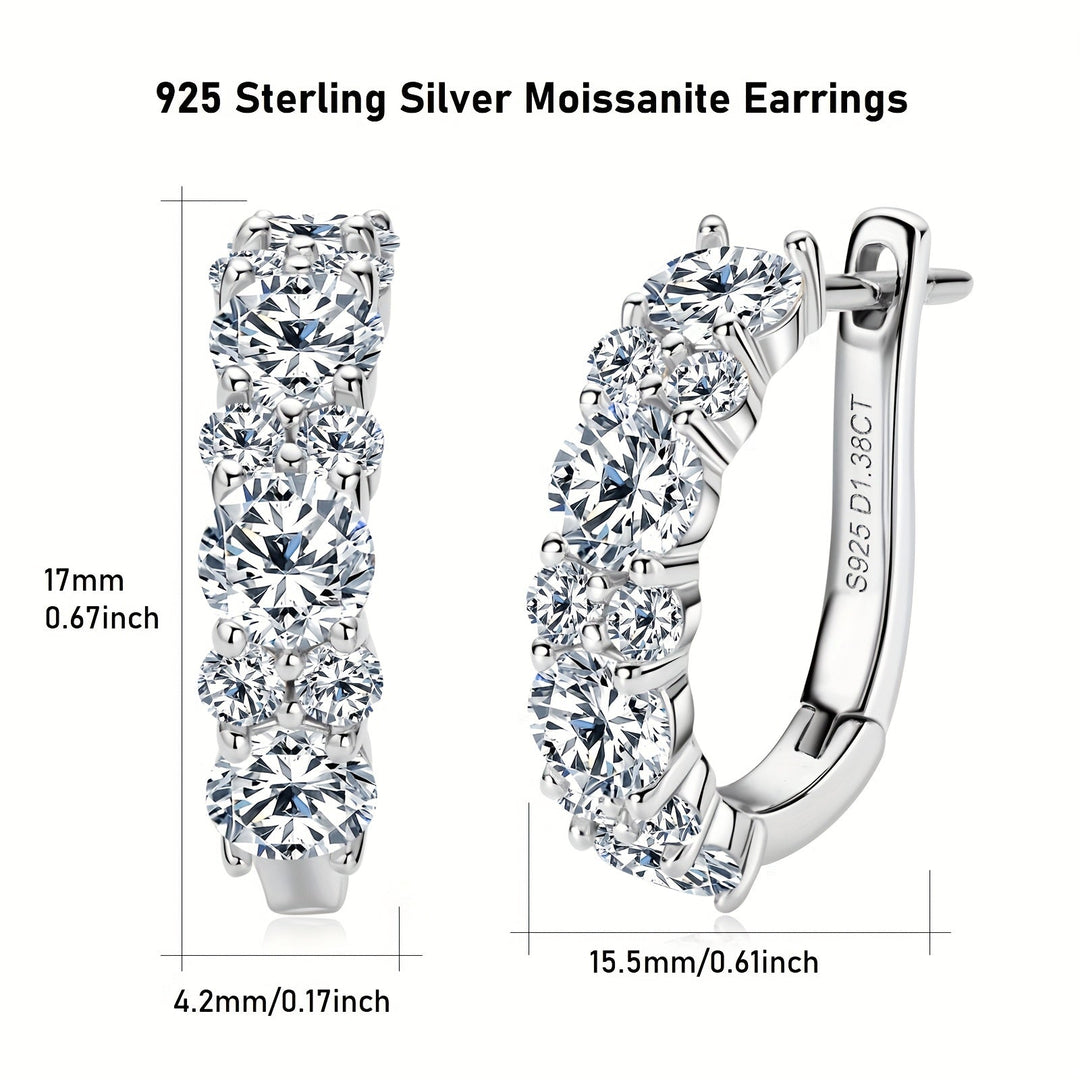 Round Moissanite Silver Earrings