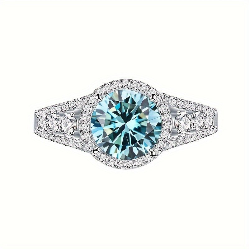 Luxury Blue Moissanite Ring