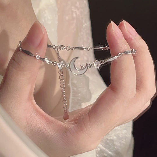 Elegant Star and Moon Zirconia Bracelet