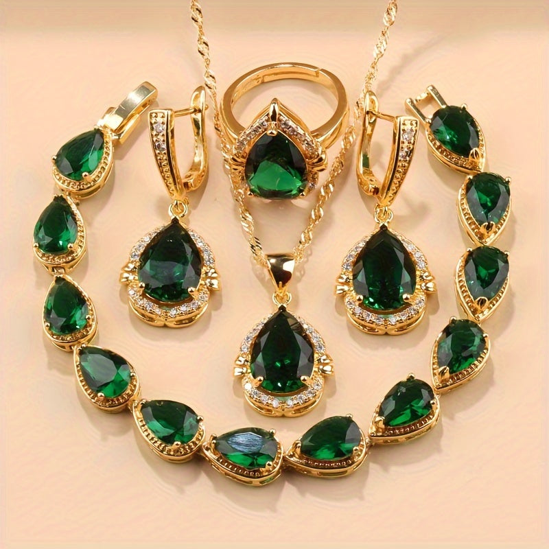 5-Piece Exquisite Teardrop Jewelry Set