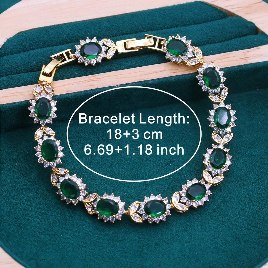 Elegant Green Cubic Zirconia Jewelry Set
