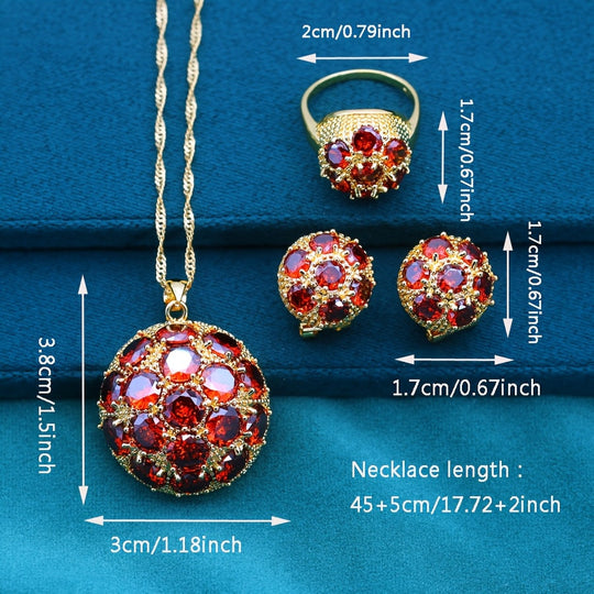Red Stone Synthetic Zirconia Jewelry Set