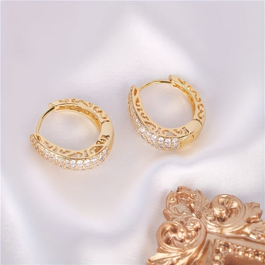 Trendy Micro Pave Zirconia Hoop Earrings