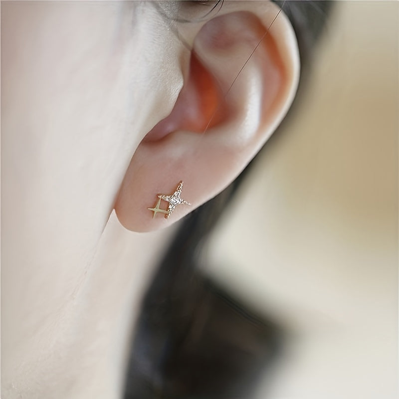 Retro Chic Double Star Stud Earrings