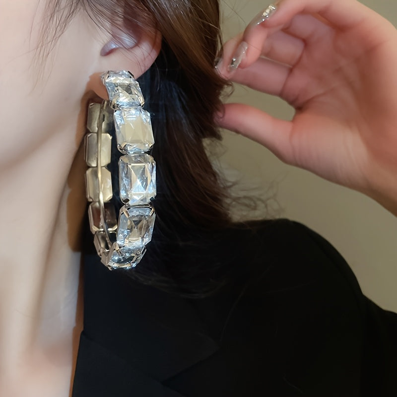Exaggerated Rectangular Hoop Earrings
