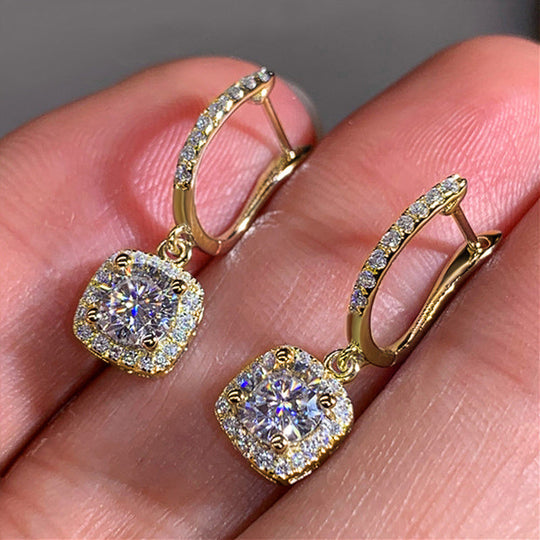 Stylish Square-Shaped Zirconia Drop Earrings