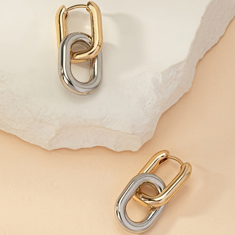 Two-Tone Chain Drop Earrings