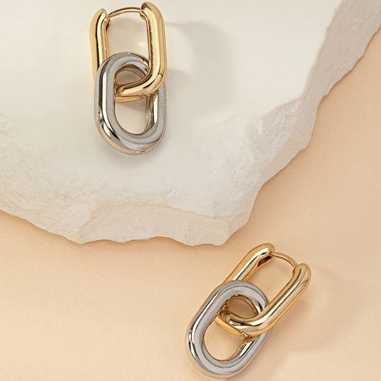 Two-Tone Chain Drop Earrings