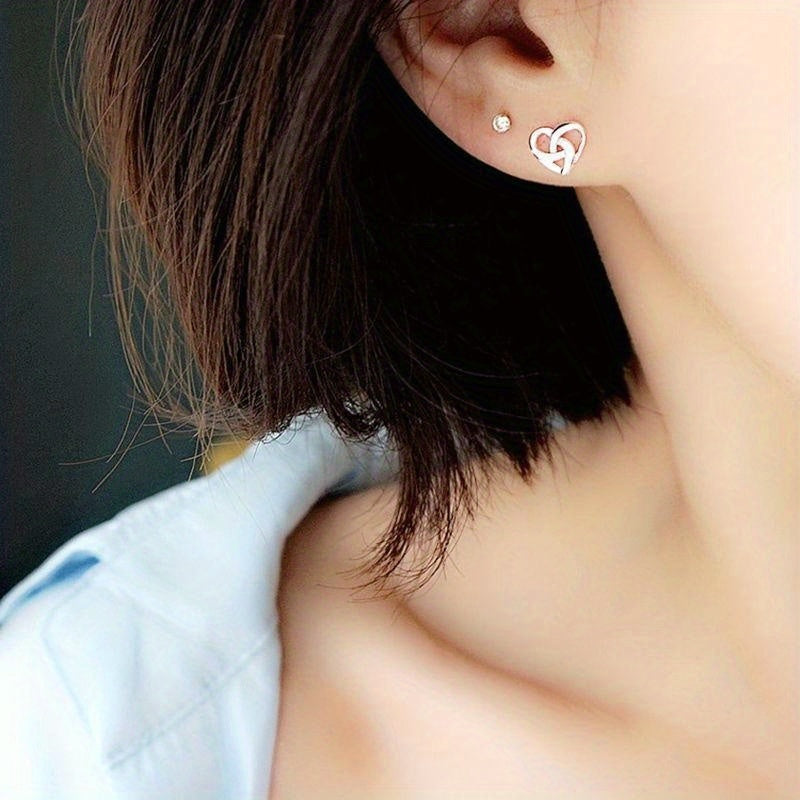 Celtic Heart Knot Stud Earrings