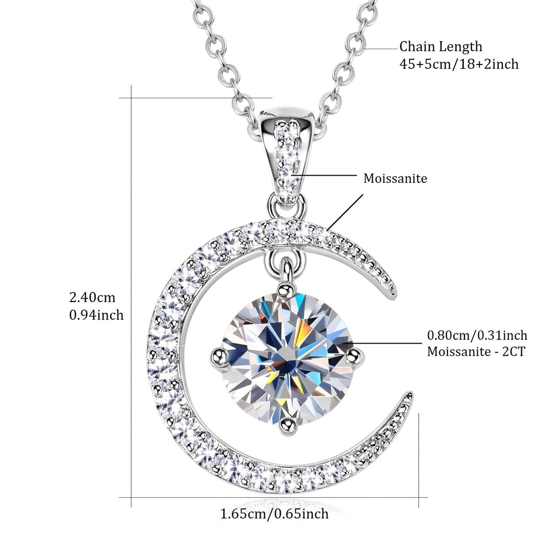 Round Moissanite Moon Sun Pendant Necklace
