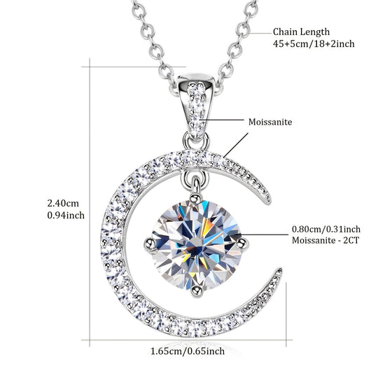 Round Moissanite Moon Sun Pendant Necklace