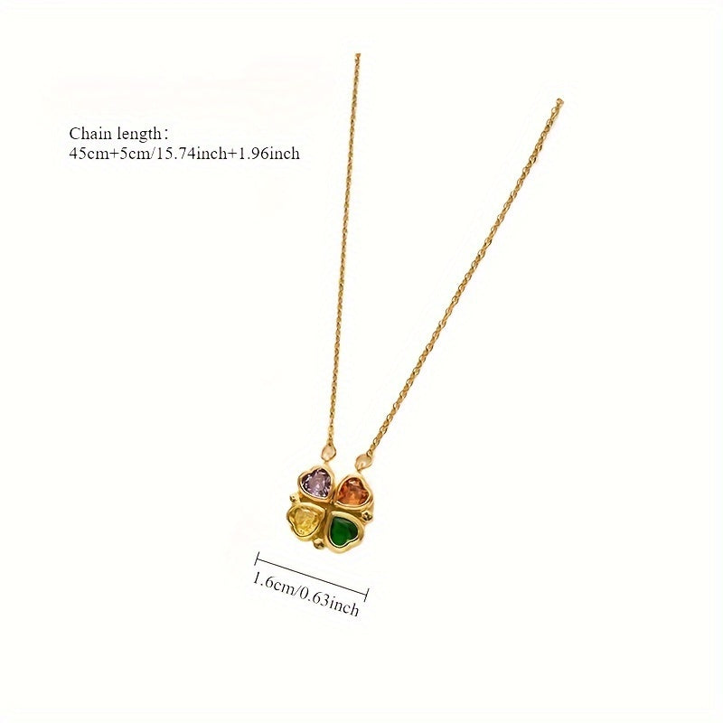 Versatile Heart-shaped Colorful Zirconia Necklace