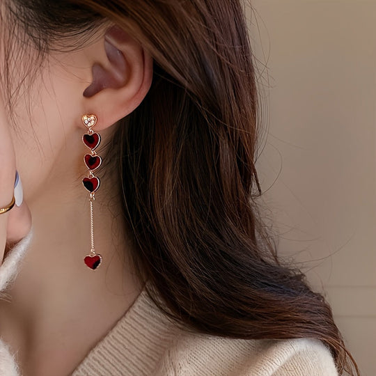 Vintage Inspired Asymmetrical Heart Chain Earrings