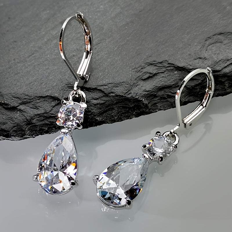 Stylish White Zirconia Drop Earrings