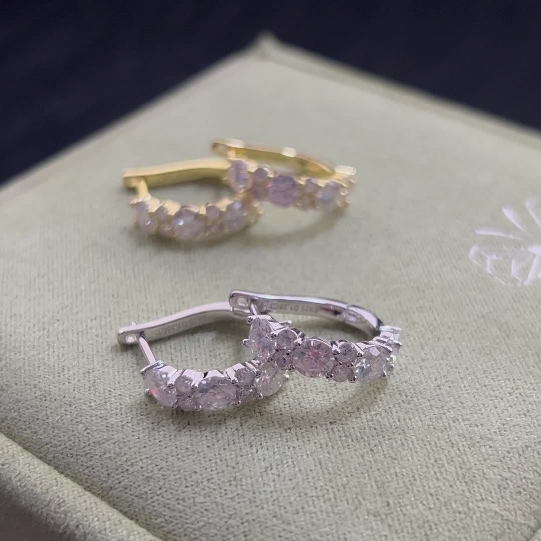 Round Moissanite Silver Earrings