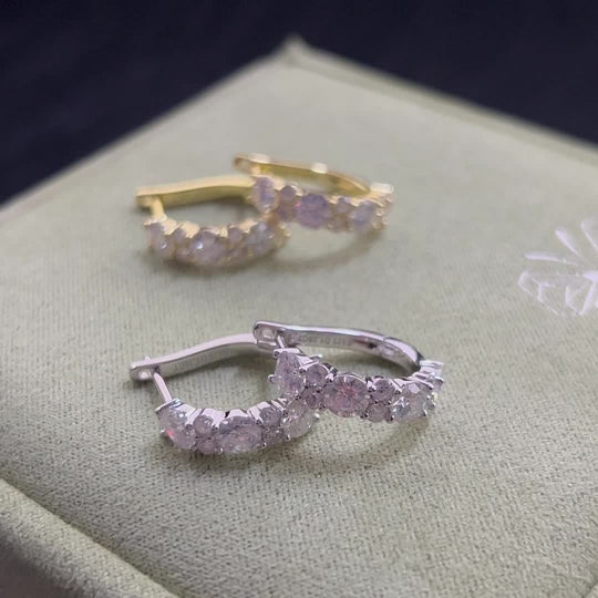 Round Moissanite Silver Earrings