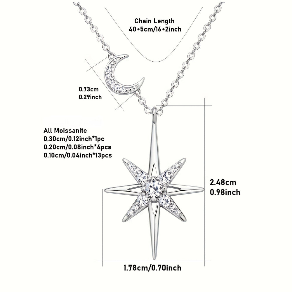 Star & Moon Moissanite Pendant Necklace
