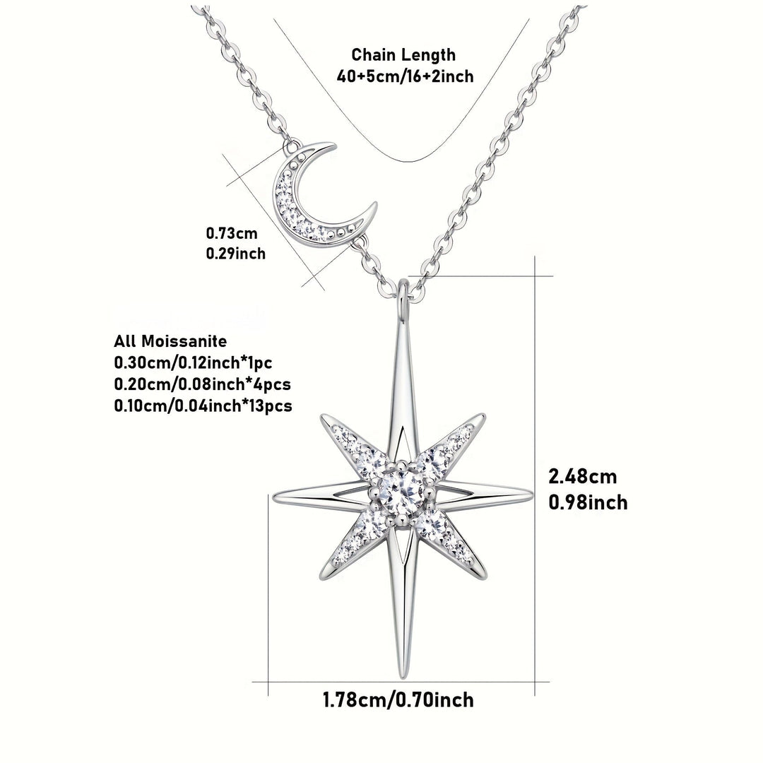 Star & Moon Moissanite Pendant Necklace