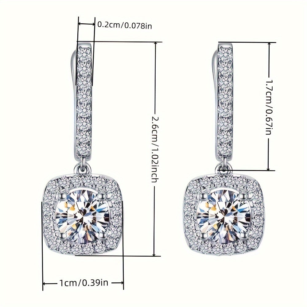 Stylish Square-Shaped Zirconia Drop Earrings