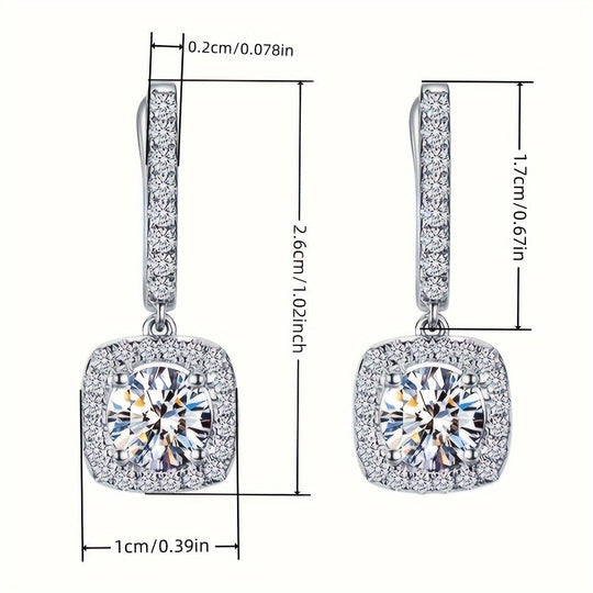 Stylish Square-Shaped Zirconia Drop Earrings