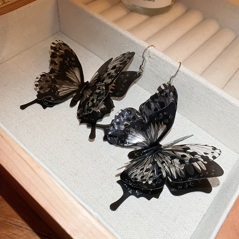 Black Butterfly Design Dangle Earrings