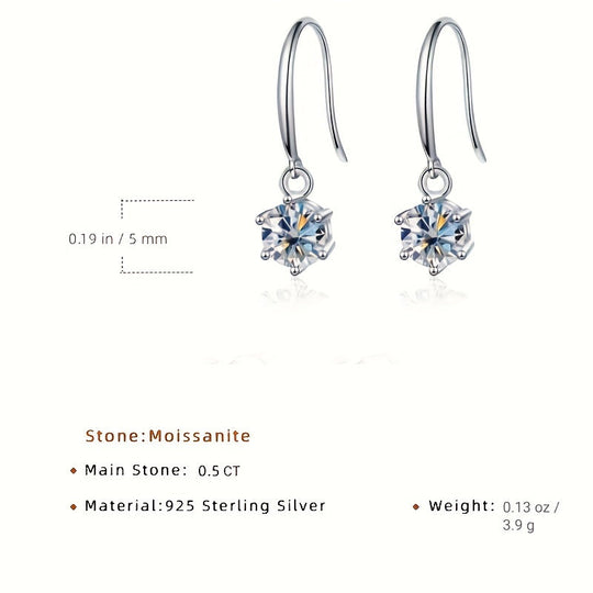 Delicate Round Moissanite Hook Earrings