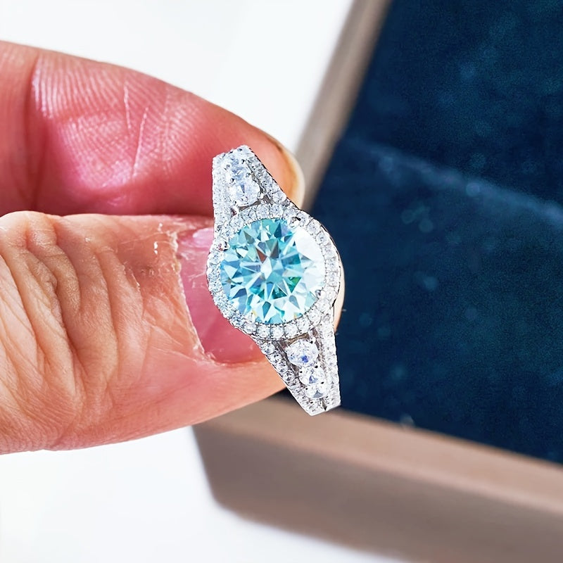 Luxury Blue Moissanite Ring