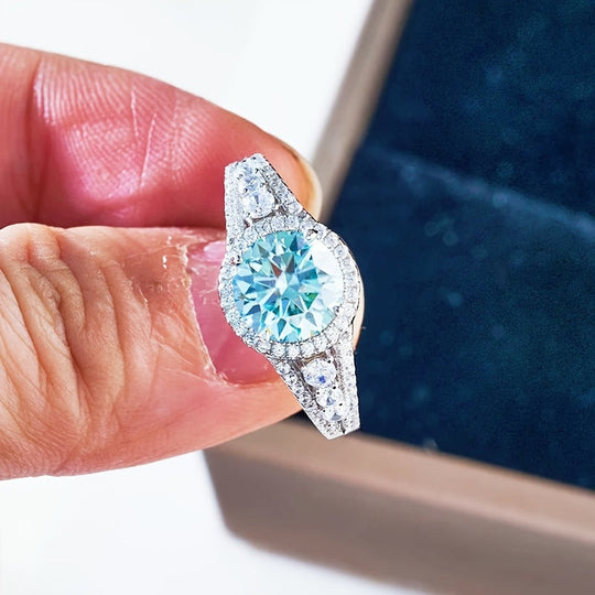 Luxury Blue Moissanite Ring