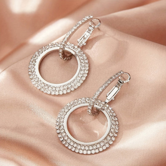 Hollow Circle Pendant Hoop Earrings