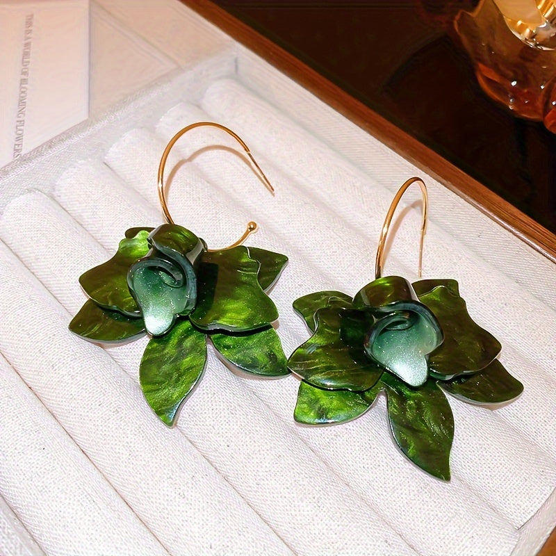 Vintage Resin Flower Dangle Earrings