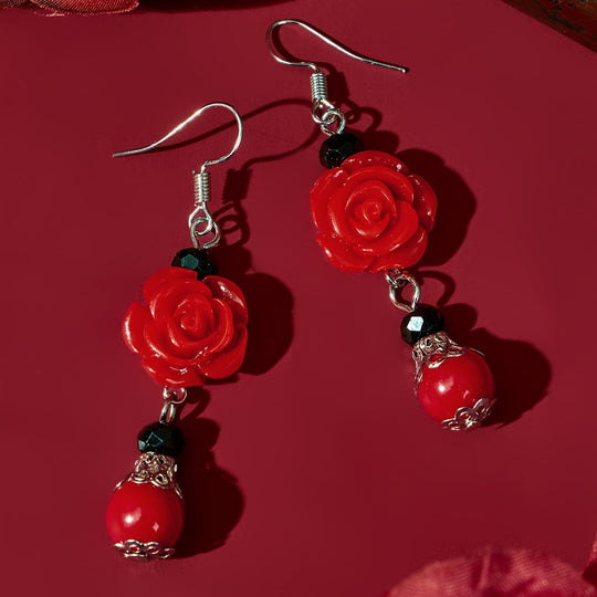 Rose Flower Pendant Earrings