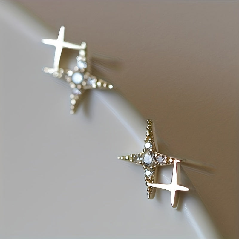 Retro Chic Double Star Stud Earrings
