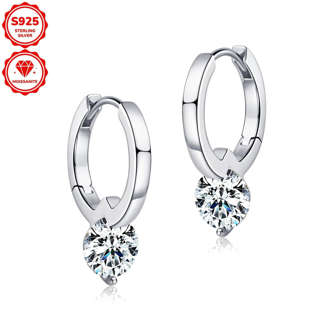 Stylish Round Moissanite Hoop Earrings