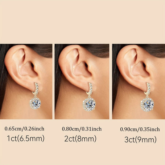 Stylish Round Moissanite & Zirconia Earrings