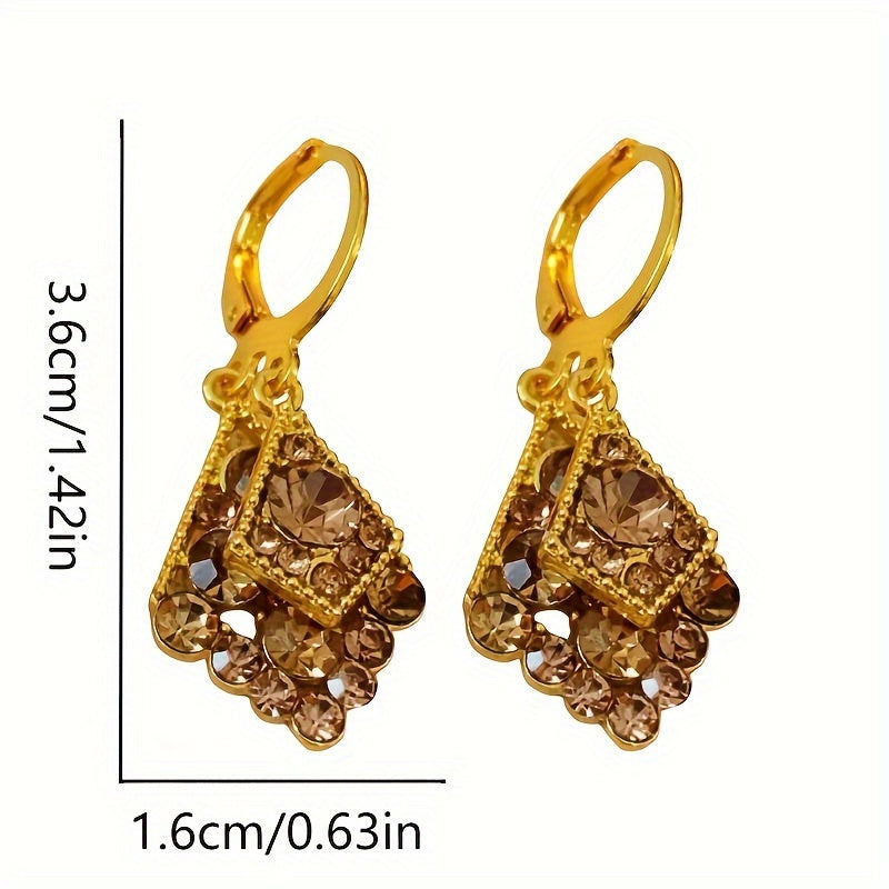 Elegant Bling Quadrilateral Pendant Earrings